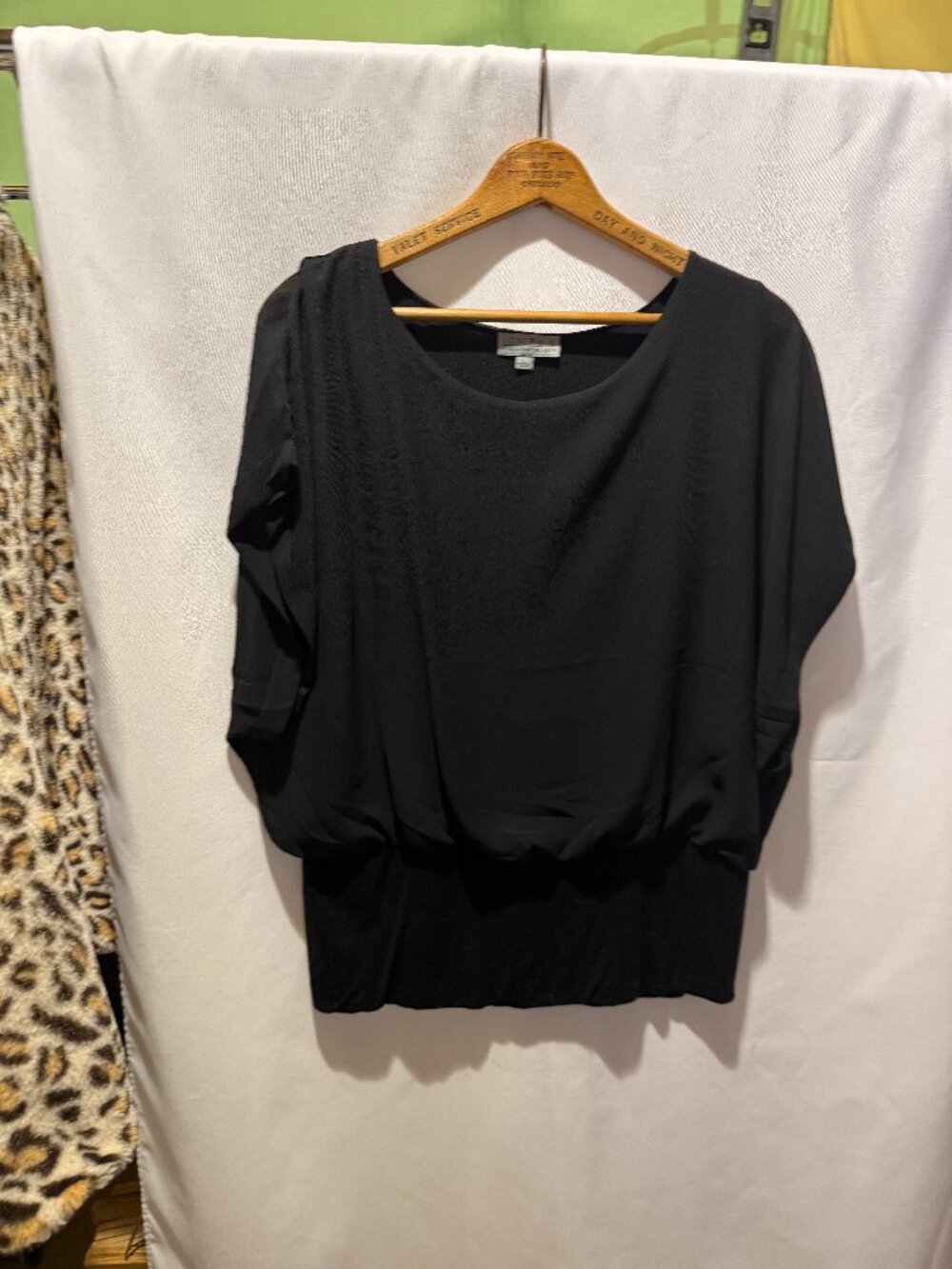 Joseph A. "Qu'est-ce que c'est silk?" Black Dolman Banded Bottom Blouse Large